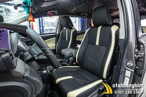 Bọc Áo Ghế Da Nappa King 6.0 Đen - Trắng Xe Innova