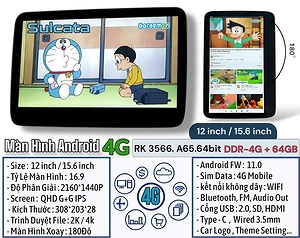 Màn hình gối android 12 inch có khe sim (Edison) (4/64)
