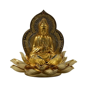Tượng phật vàng quan âm ngồi hoa sen nở