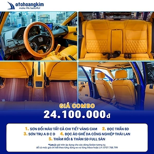 Combo Nội Thất Ô Tô Vàng - Cam | Bọc Ghế, Trần, Sàn, Led