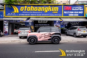 Tem xe Vinfast VF3 - Mẫu phối hồng - đen kèm chữ ký