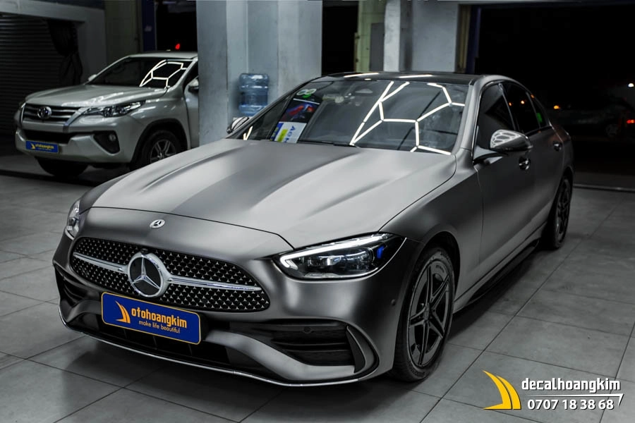 Dán đổi màu xám xi măng lì (Cement Grey Matte) xe C300 - Ảnh 1