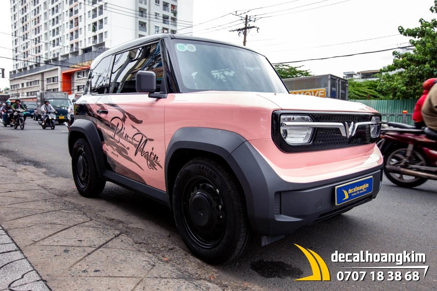 Tem xe Vinfast VF3 - Mẫu phối hồng - đen kèm chữ ký - Ảnh 6