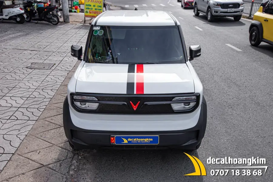 Tem xe Vinfast VF3 - Mẫu tem sọc đen đỏ thể thao - Ảnh 5