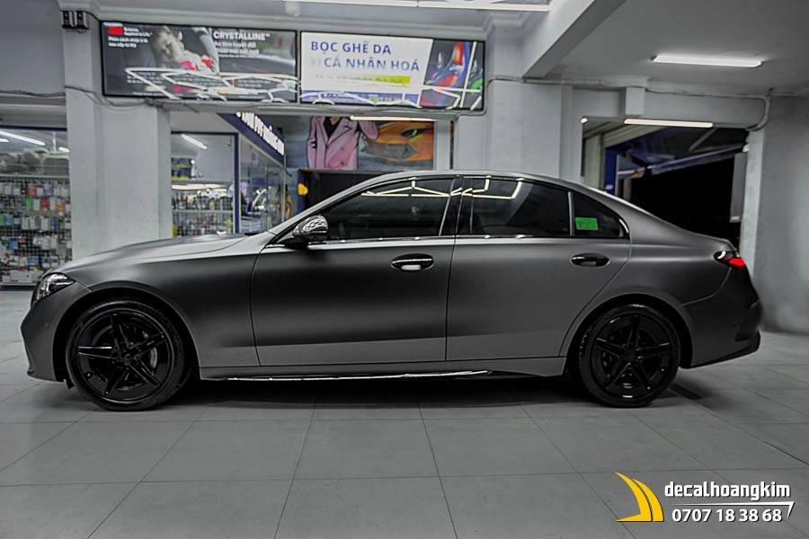Dán đổi màu xám xi măng lì (Cement Grey Matte) xe C300 - Ảnh 5