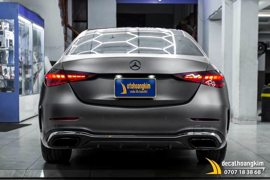 Dán đổi màu xám xi măng lì (Cement Grey Matte) xe C300 - Ảnh 9
