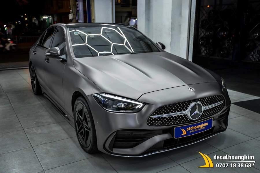 Dán đổi màu xám xi măng lì (Cement Grey Matte) xe C300 - Ảnh 10