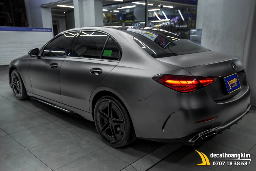 Dán đổi màu xám xi măng lì (Cement Grey Matte) xe C300 - Ảnh 7