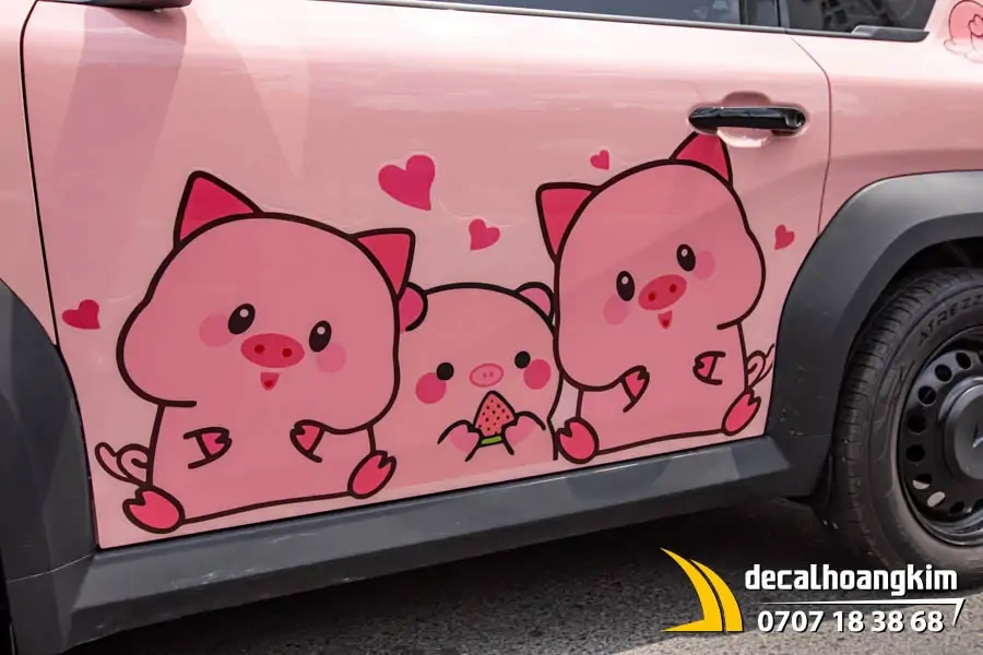 Tem xe Vinfast VF3 - Tem heo hồng dễ thương - Ảnh 5