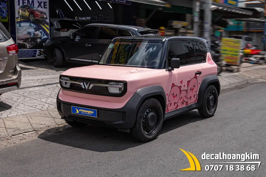 Tem xe Vinfast VF3 - Tem heo hồng dễ thương - Ảnh 3