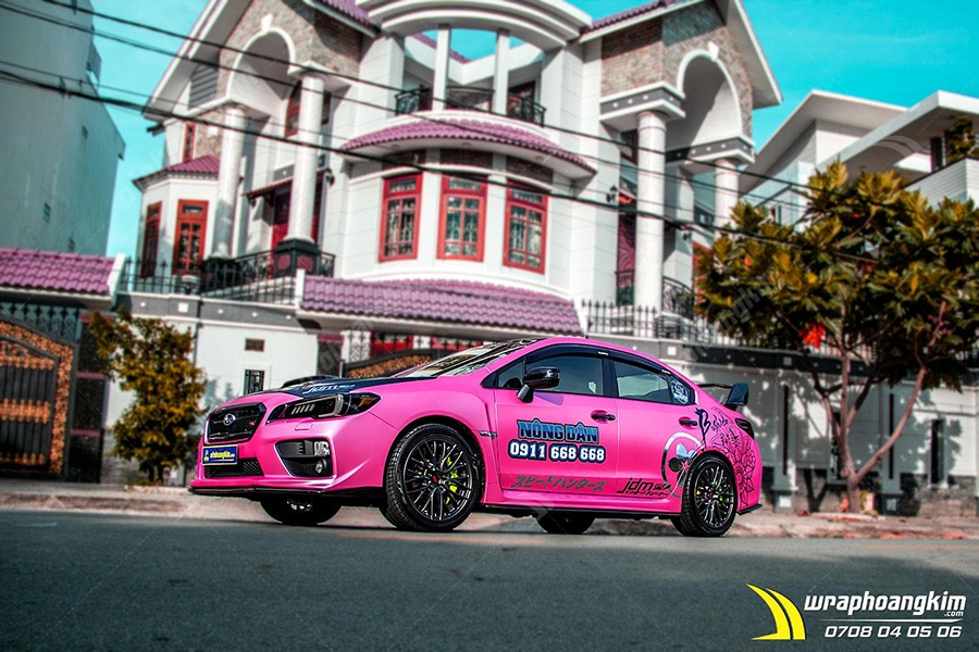 Dán đổi màu Candy hồng nhạt ánh kim Subaru WRX - Ảnh 8