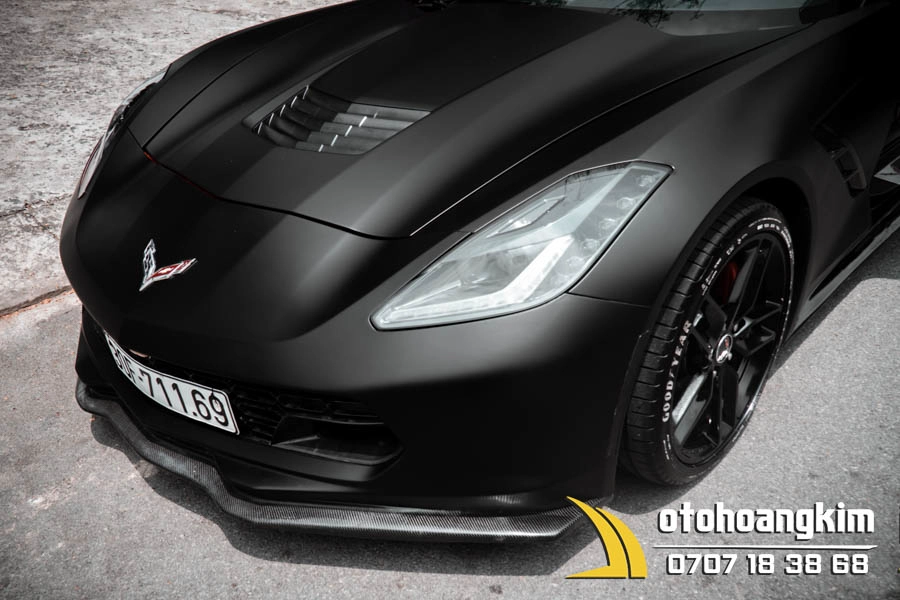 Wrap Đổi Màu Ô Tô 4 Chỗ Chevrolet Corvette Màu Satin BLACK - Ảnh 6