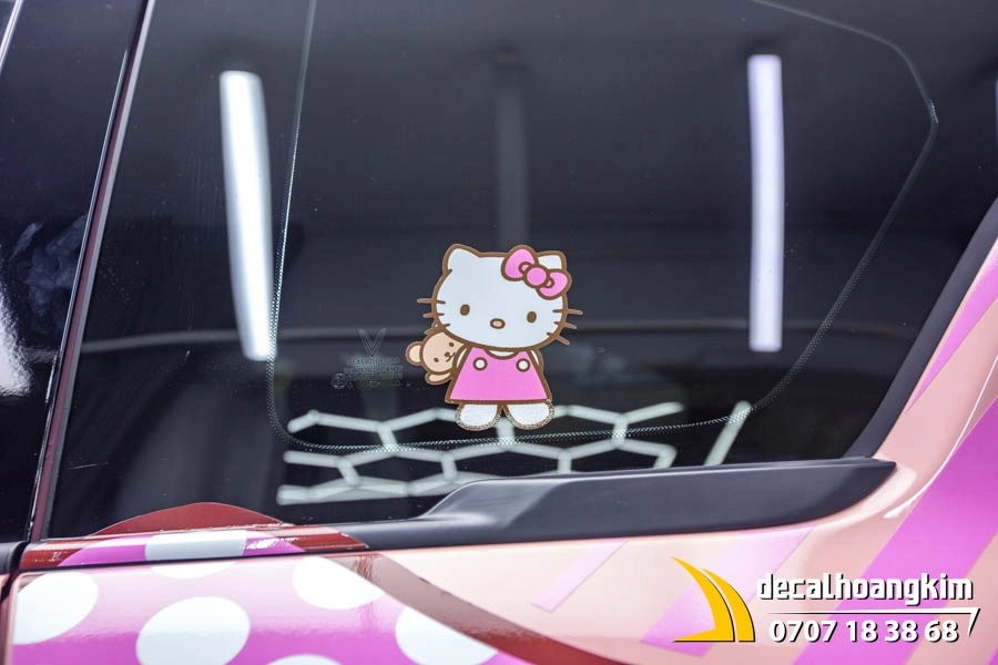 Tem Xe Vinfast VF3 - Mẫu tem Hello Kitty - Ảnh 4