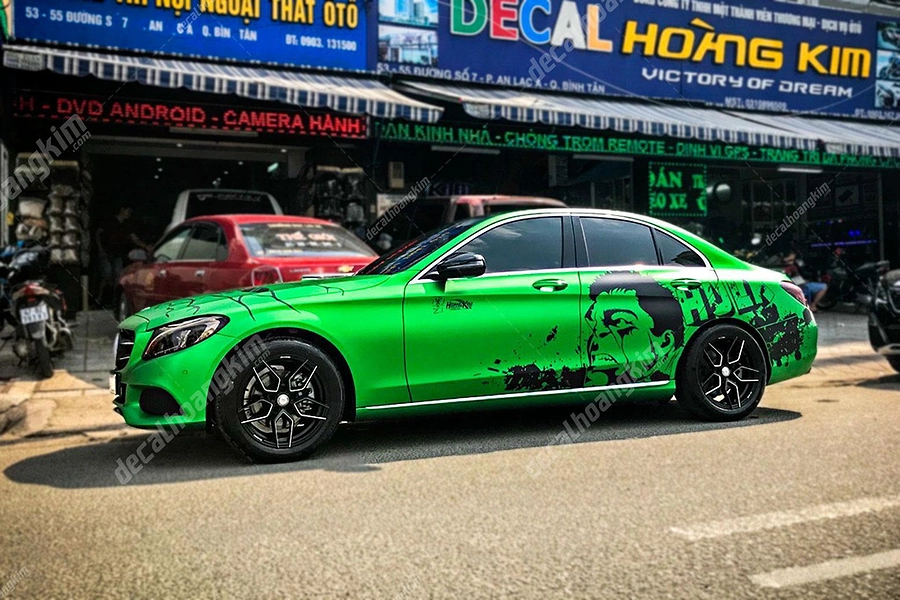 Mercedes C 200 Full Wrap Matte GREEN - Ảnh 1