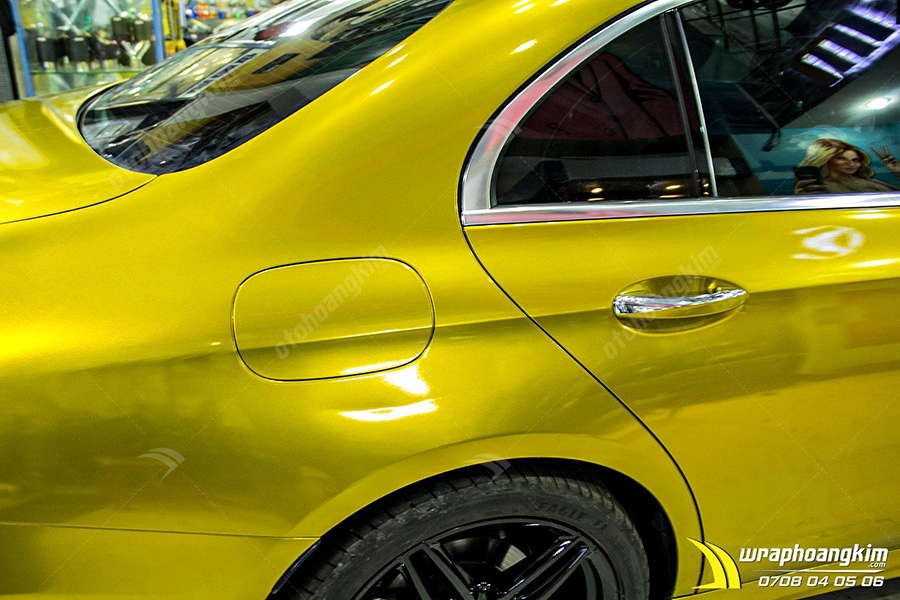 Dán đổi màu Candy vàng Gold Mercedes E 300 - Ảnh 5