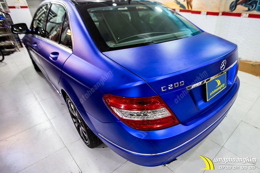 Dán đổi màu xanh mờ Mercedes C 200 - Ảnh 6