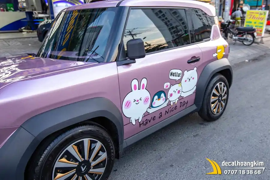 Tem xe Vinfast VF3 - Mẫu tem Mèo Vui Nhộn - Ảnh 4