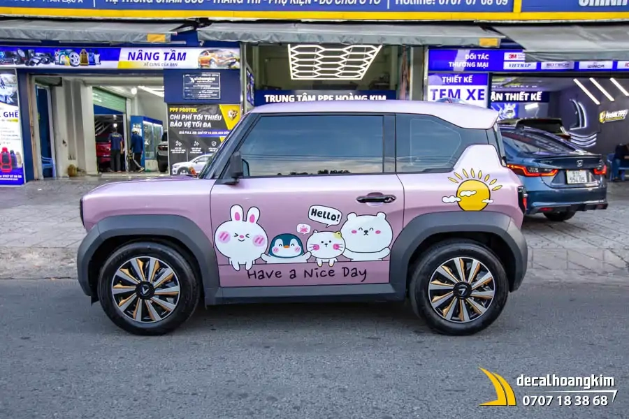 Tem xe Vinfast VF3 - Mẫu tem Mèo Vui Nhộn - Ảnh 3