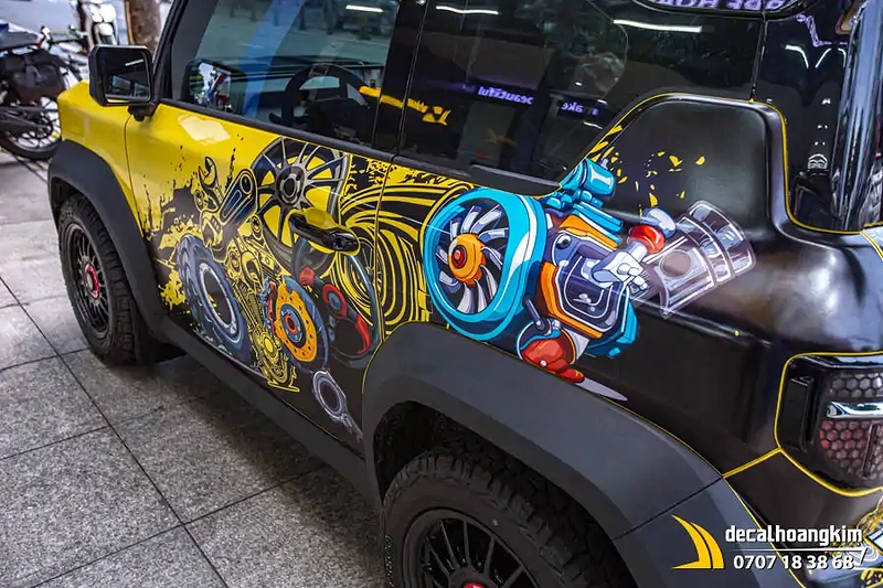 Tem xe Vinfast VF3 - Mẫu tem UV phong cách nghệ thuật