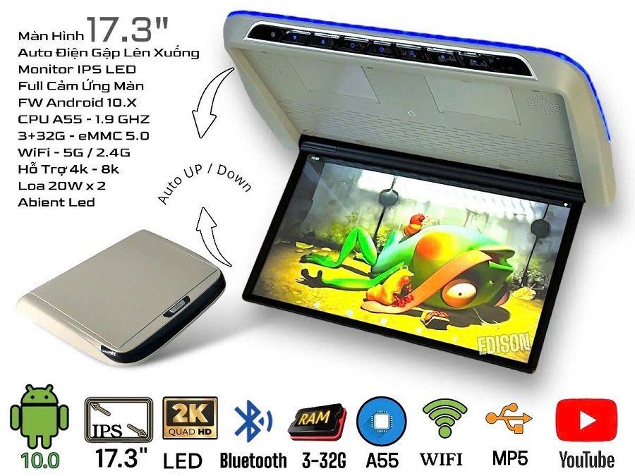 Màn hình trần 17.3 inch (gập điện) - Ảnh 1