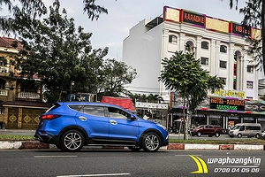 Dán đổi màu nhôm xước xanh Hyundai Santafe