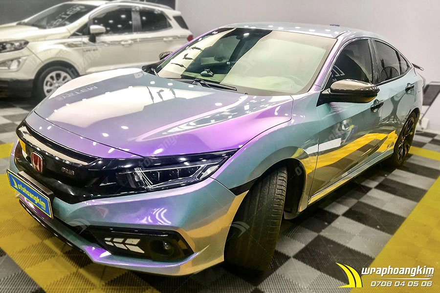Dán đổi màu Candy hoàng hôn bạc Honda Civic - Ảnh 1