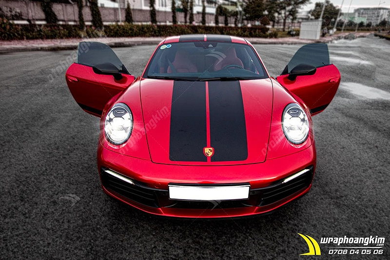 Dán Đổi Màu Candy Đỏ Porsche 911