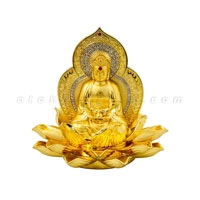 Tượng phật vàng như lai ngồi hoa sen nở
