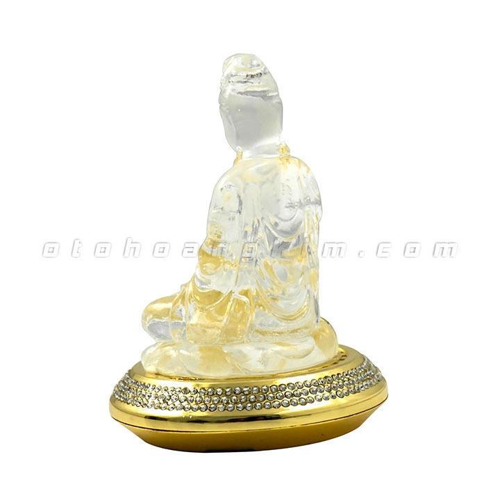 Tượng phật quan âm đá lưu ly trắng đế vàng