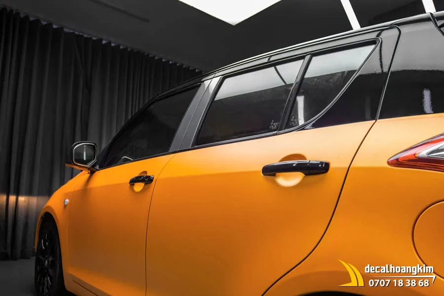 Dán đổi màu Cam lì (Matte Orange) xe Swift - Ảnh 8