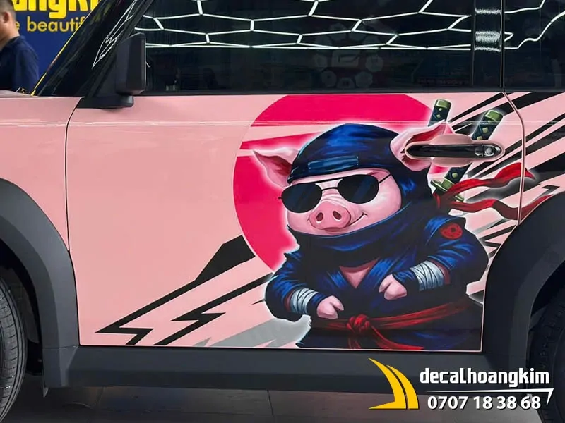 Tem Xe Vinfast VF3 - Mẫu tem heo hồng cool ngầu - Ảnh 3