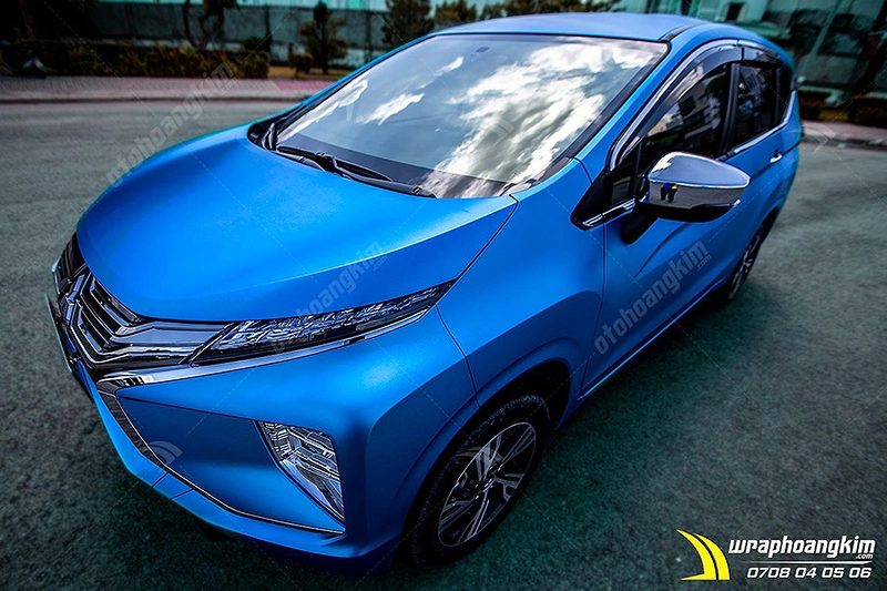 Dán đổi màu xanh nhôm xước ánh kim Mitsubishi Xpander