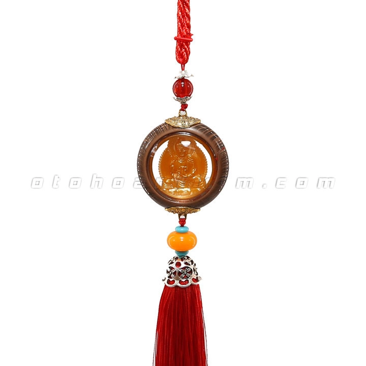 Dây treo cẩm thạch phật Quan Âm (dây đỏ)