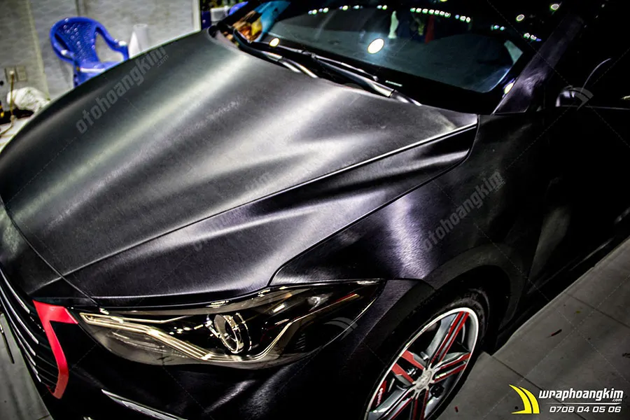 Dán đổi màu nhôm xước đen Hyundai Elantra - Ảnh 6