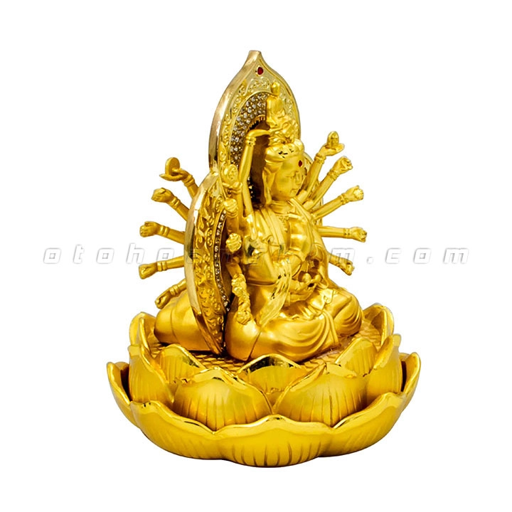 Tượng phật vàng quan âm ngồi hoa sen nghìn tay