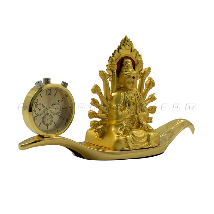 Tượng phật vàng quan âm NGHÌN TAY ngồi lá (đồng hồ)