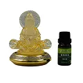Tượng phật quan âm đá lưu ly trắng đế vàng tỏa hào quang - ảnh 1