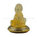 Tượng phật quan âm đá lưu ly trắng đế vàng tỏa hào quang - ảnh 2