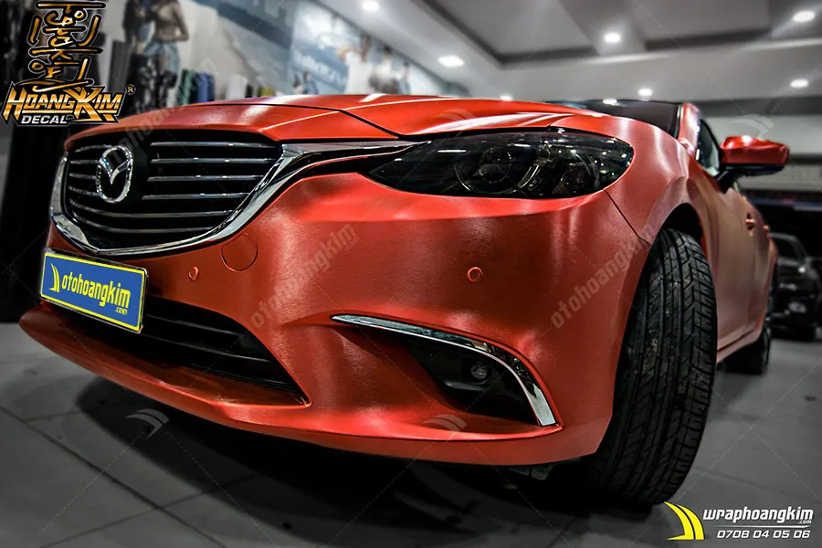 Dán đổi màu đỏ cam nhôm xước Mazda 6 - Ảnh 4