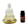 Tượng phật quan âm đá lưu ly trắng đế vàng - ảnh 1