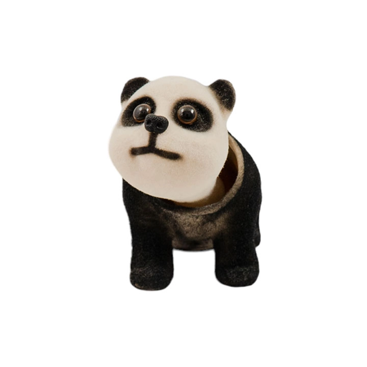 Chó lắc màu trắng đen trang trí ô tô - Ảnh 1