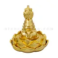 Tượng phật vàng quan âm ngồi hoa sen đính đá tỏa hào quang - ảnh 2