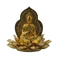 Tượng phật vàng quan âm ngồi hoa sen nở - ảnh 1