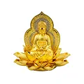 Tượng phật vàng như lai ngồi hoa sen nở - ảnh 1