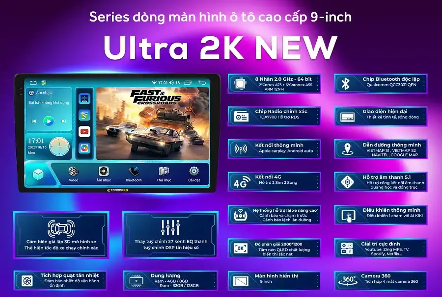 Màn hình android EononPro Ultra 2K new 10 inch (2/32) - Ảnh 2