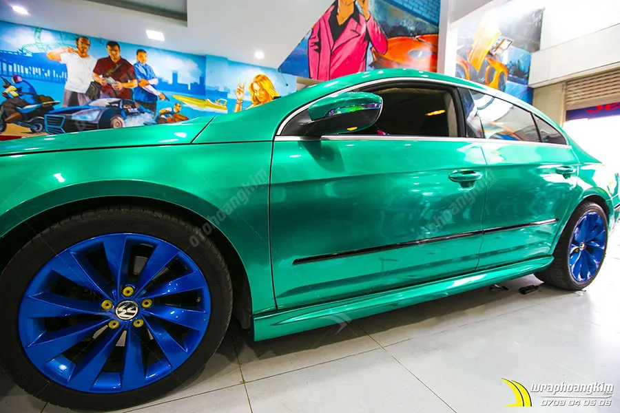 Dán đổi màu Candy xanh ngọc Volkswagen - Ảnh 2