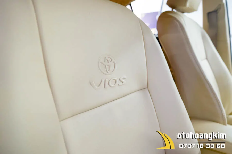 Bọc ghế simili Thái Lan bỏ nỉ xe Toyota Vios màu kem - Ảnh 4