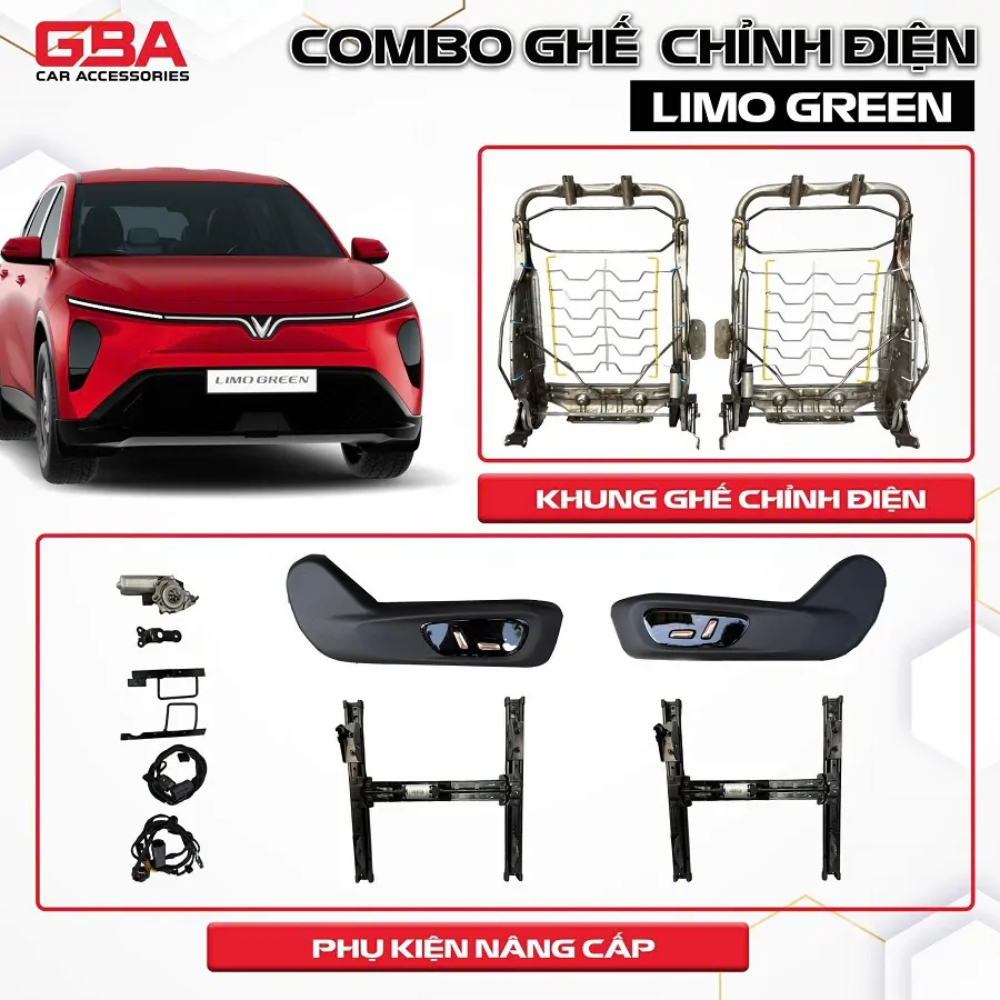 Khung ghế chỉnh điện Limo Green GBA (combo tài + phụ)   - Ảnh 2