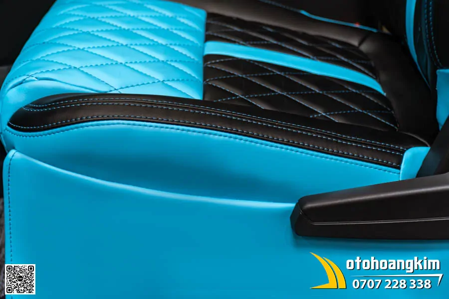 Bọc ghế da VF3 phối màu xanh - đen - Ảnh 8