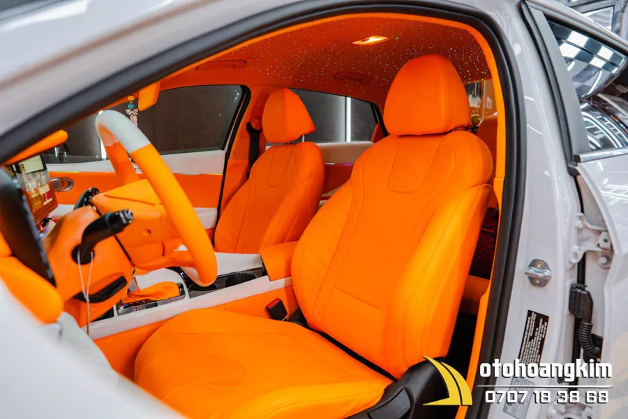 Đổi màu nội thất Hyundai Elantra màu Cam Hermes cực sang - Ảnh 4